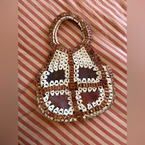Patricia Nash Brown and White Leather Chainlink Shoulder Bag